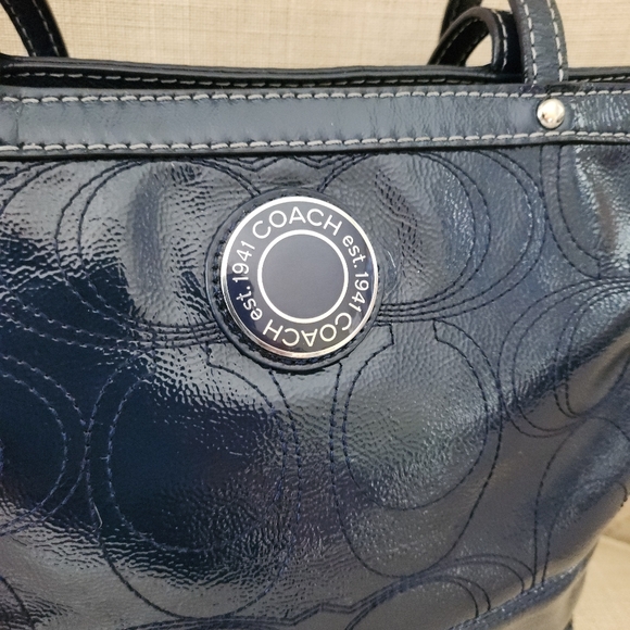 Coach 19198 Vintage Patent Leather Stitched Signature Tote/ Shoulder Bag - Picture 6 of 15